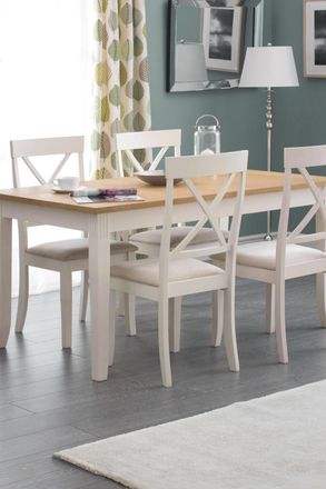 Julian Bowen Davenport Rectangular 4-6 Seater Dining Table in Ivory