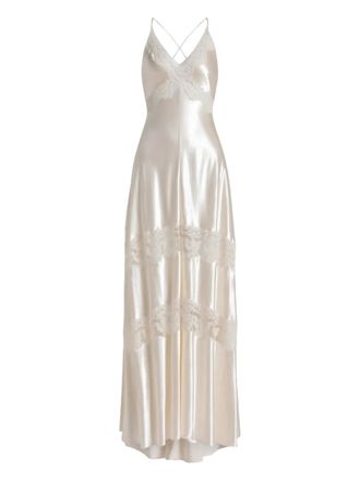 Alberta Ferretti lace panel dress - Neutrals
