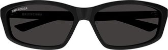 Balenciaga Bb 0401S Zonnebril - unisex - Zonnebrillen - Zwart - 60 MM - Leer - Accessoires