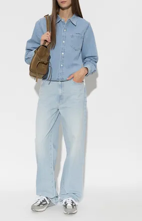 Mother Honor Roll Denim Shirt, Womens, Blue