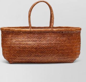 Dragon Diffusion rectangular beach bag woven texture dual handles