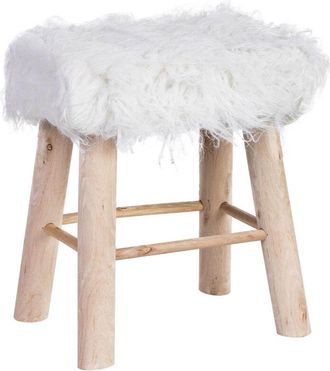 Wanderlust Deco Wanderlust Deco - Taburete De Madera Y Forrado De Tela Blanco 37x26x43h Cm