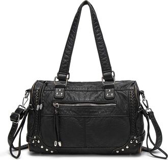 Generic Tote Bag- Vintage Hobo Bag Women Shopping Bags Large-Capacity Crossbody Bag City Hand Ideal For Commuting, School & Shopping(Black)