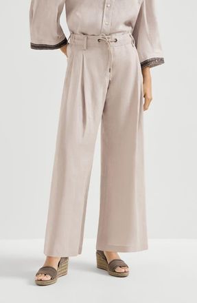 Brunello Cucinelli Linen trousers with drawstring and monili in Yuta at Nordstrom, Size Xx-Large