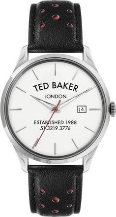 Ted Baker Leytonn Brogue Leather Watch, 40mm in Black at Nordstrom Rack