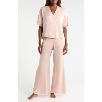 Lunya Washable Silk Crossover Pajamas in Delicate Pink at Nordstrom, Size X-Small