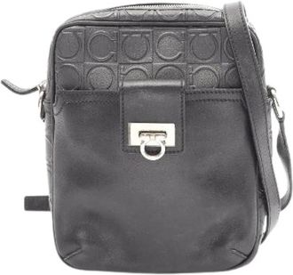 Ferragamo Pre-owned Gancini Leren Schoudertas - Dames - Vintage Schoudertas - Zwart - ONE Size - Leer - Vintage