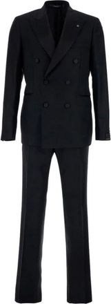 Tagliatore Double-Breasted Virgin Wool Tuxedo - Heren - Business pakken - Zwart - 2XL - Wol - Kostuums