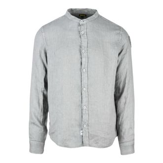 Blauer Linnen Overhemd - Heren - Casual Overhemden - Grijs - XL - Linnen - Overhemden