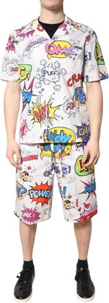 Dolce & Gabbana White Cartoon Print Cotton Men Pajama Set Mens Sleepwear