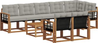 vidaXL Conjunto De Sof&aacute;s De Exterior 9 Uds. Gris Natural Y Claro Vidaxl