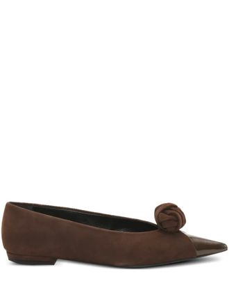 Rotate knot-appliqu&eacute; ballet flats - women - Calf Leather/Calf Leather - 40 - Brown