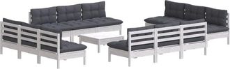 vidaXL Muebles De Jard&iacute;n 13 Pzas Con Cojines Antracita Madera De Pino Vidaxl