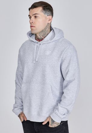 Siksilk Sudadera con capucha overhead gris marl esencial para hombre SikSilk XL