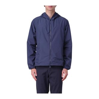 Save The Duck Light Jackets, male, Blue, Size: S Hooded Windbreaker Jacket