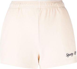 Sporty & Rich logo-print cotton shorts - women - Cotton - S - Neutrals