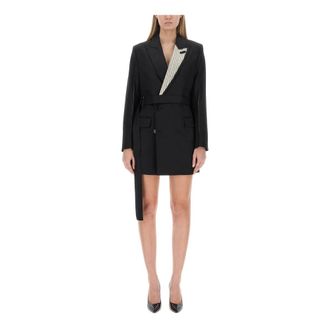Victoria Beckham Short Dresses, female, Black, Size: 2XS Double-Breasted Tailored Dress