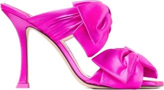 Jimmy Choo London 100mm Flaca satin-bow sandals - women - Calf Leather/Calf Leather/Calf Leather - 38,5 - Pink