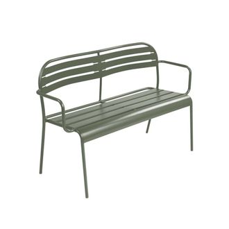 Sweeek Banco exterior de acero, 2 plazas, verde kaki