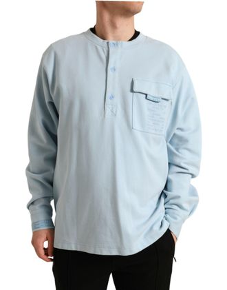 Dolce & Gabbana Mens Cotton-Elastane Button-Front Shirt Blue