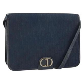 Dior Pre-owned Cross Body Bags, female, Blue, Size: ONE SIZE Pre-owned Vintage Trotter Canvas Shoulder Bag