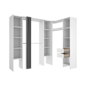Dmora Gran Armario Bestone, Muebles De Dormitorio, Vestidor, Armario De Ropa, 234x141 H205 Cm, Blanco - Dmora