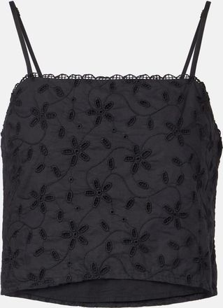 Poss&eacute; Salma embroidered cropped cotton top