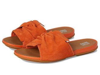FitFlop Gracie Soft-Twist Suede Slides Womens Wedge Shoes Satsuma : 6 M (B), Rubber/Suede