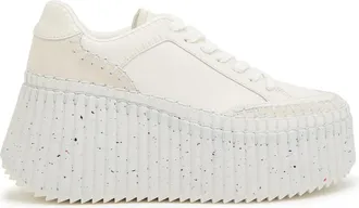 Chlo&eacute; Nama Panelled Leather Flatform Sneakers - White - 36 (IT36 / UK3)