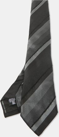 Emporio Armani Black Striped Silk Skinny Tie
