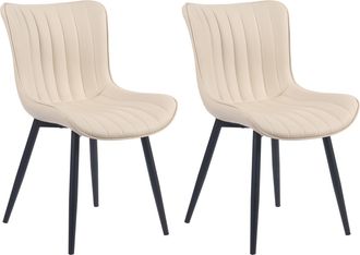 Clp Clp - Set De 2 Sillas De Comedor Largo En Terciopelo O Polipiel Crema Simil Cuero