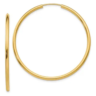 Diamond2Deal 10k Yellow Gold Round Endless Hoop Earrings 2.02g