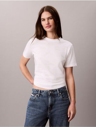 Calvin Klein Jeans Calvin Klein Womens Allover Logo Classic Tee - White - XL