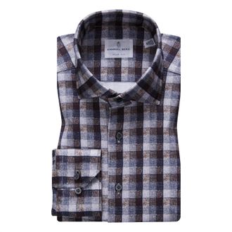 Emanuel Berg Mens Albini 4-Flex Stretch Sport Shirt In Grey/brown