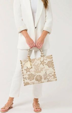Shiraleah Womens Coastal Jacquard Tote In Beige