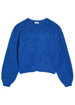 American Vintage Niby Brushed Alpaca-blend Cardigan - Blue - S (UK8-10 / S)