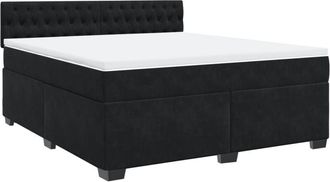 vidaXL Cama Box Spring Con Colch&oacute;n Terciopelo Negro 180x200 Cm Vidaxl