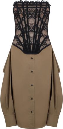 Giuseppe Di Morabito Mini-jurk van katoen met kant - Dames - Casual kleedjes - Beige - S - Katoen - Kleedjes