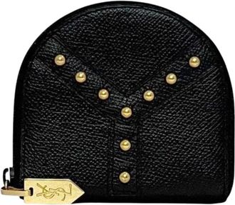 Saint Laurent Pre-owned Vintage Leren Portemonnee - Dames - Vintage Accessoires - Zwart - ONE Size - Leer - Vintage