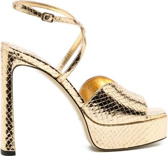 Jimmy Choo London 120 mm sandalen met slangen-effect - Goud