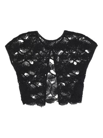 KANGRA perforated crew-neck sweater - women - Cotton/Polyamide/Polyester - 40 - Black