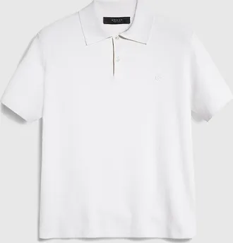 Gucci Silk Cotton Polo Shirt With Embroidery, Size XXXL, White