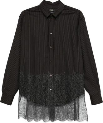 Fendi Striped Lace-detailing Shirt