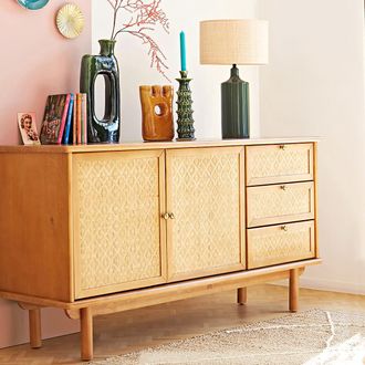 La Redoute Interieurs Tafellamp in keramiek en raffia, Rabano