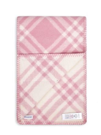 Burberry Womens Scarf Wool Pink Check Scarfs