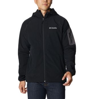 Columbia Mens Tall Heights Hooded Softshell, Black, L