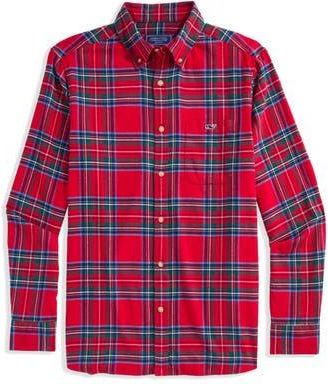 Vineyard Vines Winterberry Plaid Cotton Flannel Button-Down Shirt in Red Velvet at Nordstrom Rack, Size Medium