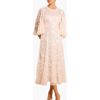 Needle & Thread Anais Sequin Ballerina Dress in Cream/dusk Pink at Nordstrom, Size 10