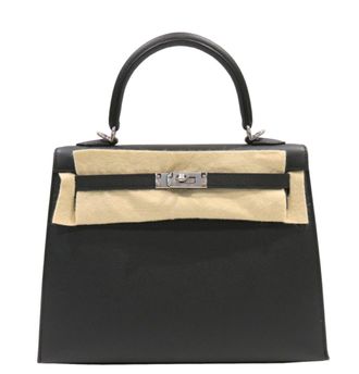 Herm&egrave;s Herm&egrave;s Kelly 25 Black Epsom With Silver Hardware
