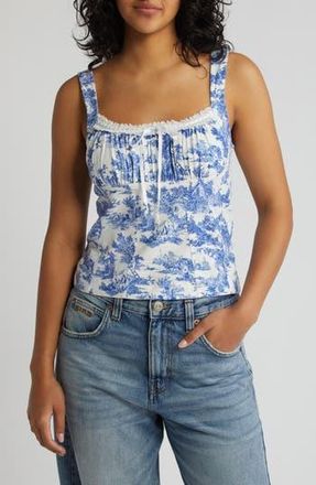 BDG Prairie Linen Blend Tank in White Multi at Nordstrom Rack, Size X-Small